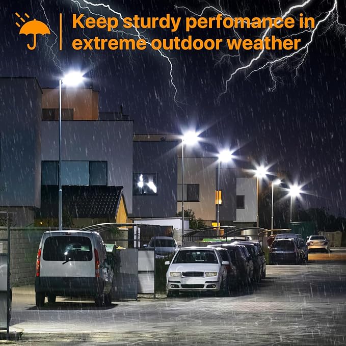 300W LED Parking Lot Light 45000LM Commercial Lighting with Slip Fitter Mount 150LM/W IP65 5000K Dusk to Dawn Sensor Pole Light Outdoor for Driveway Street(White)