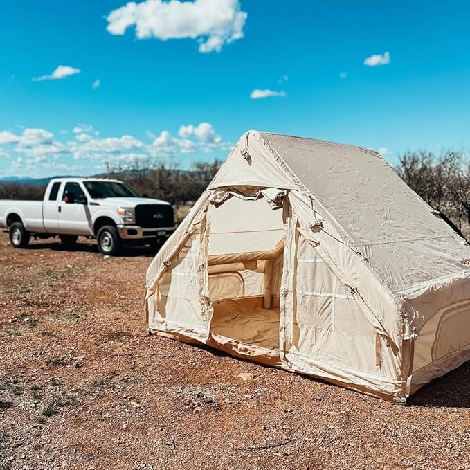 Inflatable Tents for Camping Blow Up Tent House with Hand Pump Easy Setup 4 Season Waterproof Windproof Oxford Air Tent Cabin House for Outdoor Camping Adult Fit for 2-6 Person (10FTx6.6FT)