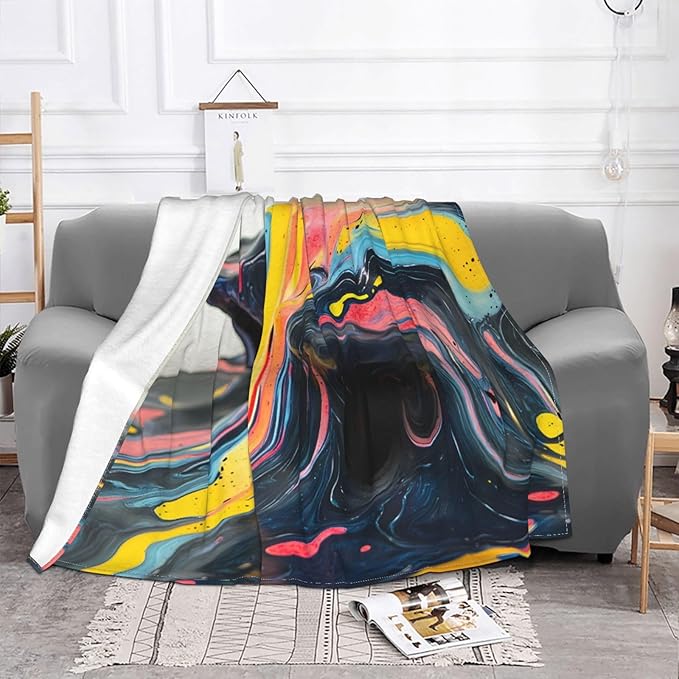 Liquid Marble Soft Fleece Blanket 60 * 50 inch Soft Sofa Blanket Suitable for Sofa Camping Travel Night Cover Blanket