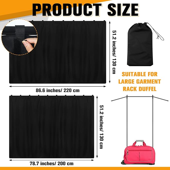 Expandable Privacy Curtain for Dance Bag Suitcase Portable Changing Room Curtain Without Bag and Rack Partition Screens for Dancer Backstage Accessories Camping Window(78.7 x 51 Inch)