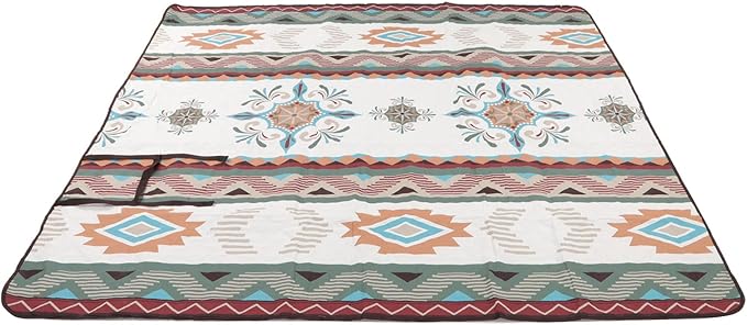 Camping Rug with Protective Layer | 210D Oxford Cloth Picnic Mat for Outdoor/Travel/Beach | Machine Washable &amp Portable with Strap | 197x197cm Large Space