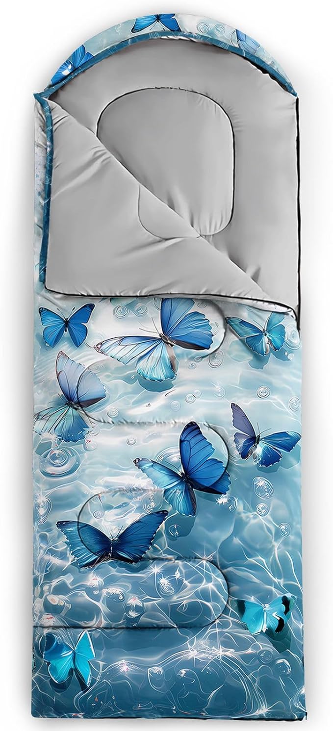 Kids Sleeping Bag for Boys GirlsCheckerboard Cat Print-Lightweight Warm Portable Outdoor Indoor-Waterproof Cold Weather Resistant Sleeping Bag for Camping Hiking