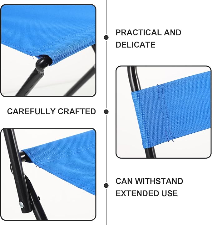 Portable Lightweight Folding Camping Chair with Backrest Small Heavy Duty Outdoor Lawn Chair for Adults Blue Foldable Stool for Beach Picnic Fishing and Travel