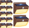 Peasur 12 Packs Solar Outdoor Lights Motion Sensor Solar Security Light Waterproof with 3 Lighting Modes Solar Powered Wall Lights Outside for Garden Fence Yard Brown Warm