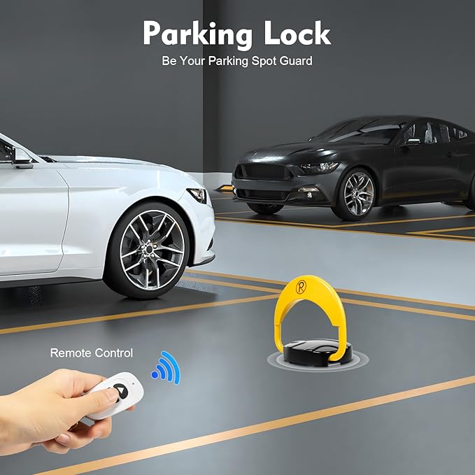 Remote Parking Lock Automatic Parking Space Lock 65.6FT Private Car Parking Latch Auto Space Stall Barrier- Car Park Driveway Guard Saver Automatic Barrier(Battery Not Included)