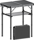 Folding Camping Table 2 FT Folding Portable Camping Table Outdoor&ampIndoor Picnic Table with 3 Adjustable Height Max 27.1Lightweight Aluminum Camping Tables Car Camping Essentials-Pure Black
