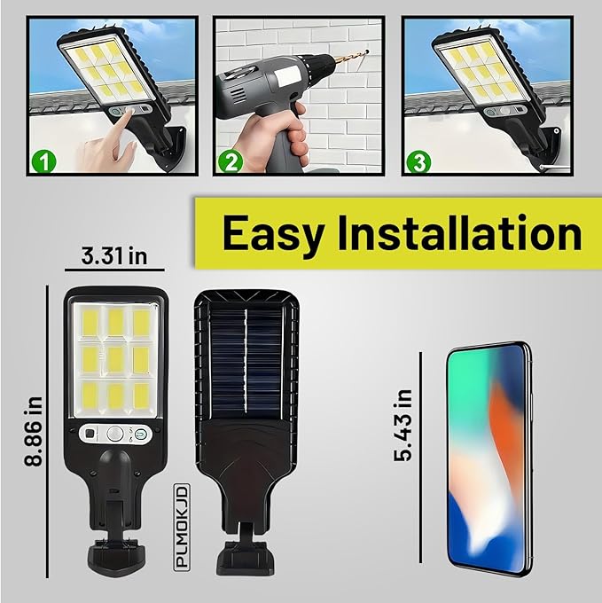 Solar Street Lights Outdoor Solar Lights Outdoor Wide Angle Solar Flood Lights Motion Sensor Dusk to Dawn Remote Control Waterproof IP65 Parking Lot Lights Commercial for Yard(4)