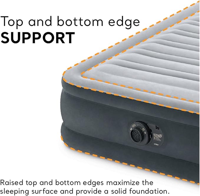 Intex Comfort Deluxe Dura-Beam Plush Pillow Top Inflatable Lightweight Airbed Mattress with Built-in Pump and Carrying Case Twin (3 Pack)