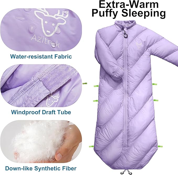 Walkable Toddler Sleeping Bags for Kids Boys Girls (2T-4T) - Puffy Camping Sleeping Sack for Indoor Outdoor Travel Sleepover Slumber Party (up to 46 in)- Machine Washable Lightweight