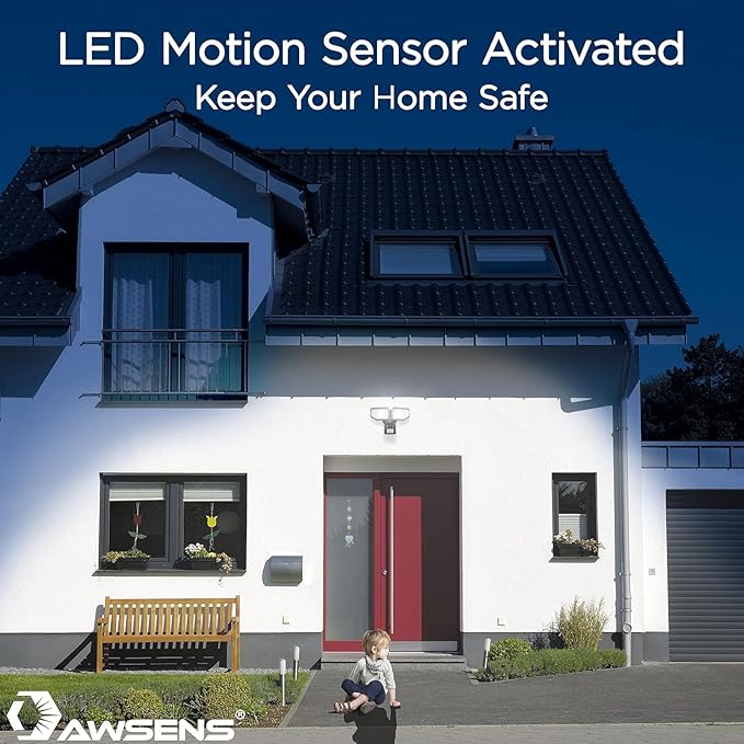 40W LED Security Lights Motion Sensor Light Outdoor 180 Degree 4000 LM Motion Security Light 5000 K ETL Water Resistant Clear 2 Head Motion Detector Flood Light for Garage Yard (Black)