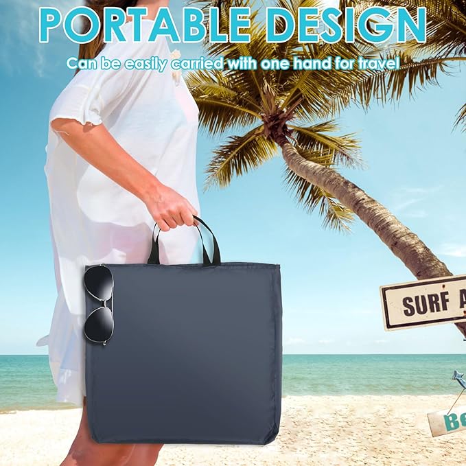 Portable Beach Mat Lounge Chair and Tote Recliner Beach Mat Oxford Cloth Sun Chair Adjustable Tilt Angle Folding Tanning Waterproof with Pocket for Holidays Garden Camping Park