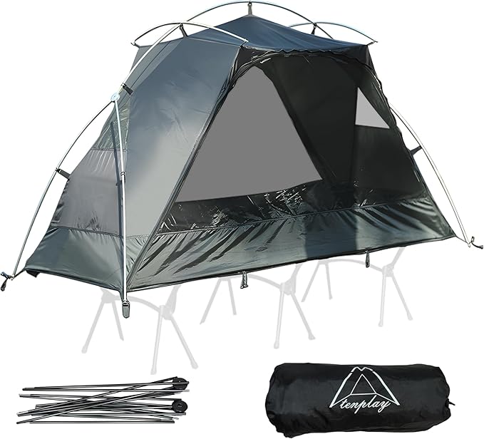 TENPLAY 1-Person Cot Tent FlysheetMust be Used with Matching Inner Tent LightweightWaterproof Sun ProtectionNylon Easy SetupExpandable Rainfly for Camping Hiking Backpacking Picnics