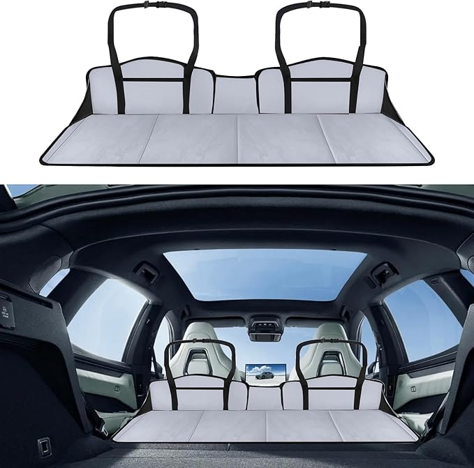 Car Rear Seat Mattress Extension Plate Foldable Car Mattress Portable Mattress for Sleeping Increase Travel Space Mattress Accessories for SUV Trunk Model Y/3 (Grey)