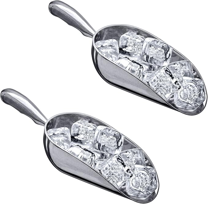 Amazing Abby - Elsa - 12-Ounce Aluminum Ice Scoops (Set of 2) Cast Aluminum Utility Scoops Food-Grade Good for Home and Commercial Use NOT Dishwasher-Safe Hand-Wash Recommended