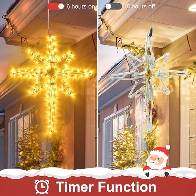22 Bethlehem Star Outdoor Christmas Lights 90 LEDs Christmas Tree Lights Hanging Lights Mains Powered Polaris Christmas DecorationsStar of Bethlehem Lights for New Year Holiday Wedding Party Decor