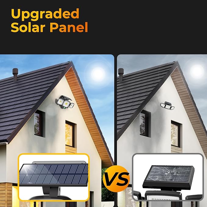 Solar Motion Sensor Outdoor Lights 3 Modes LED Security Flood Light with Remote Control IP65 Waterproof Solar Powered Outside Wall Light for Garden Patio Garage Yard (Black 2 Pack)