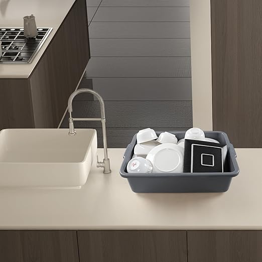 Yuright 22 L Grey Plastic Commercial Bus Tubs 4 Packs Restaurant Bus Tote Box