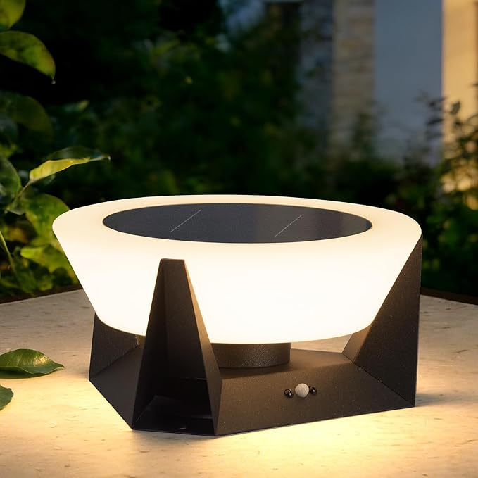 11 Solar Post Lights IP54 Waterproof Solar Pillar Lights Outdoor Dusk to Dawn Outdoor Lamp Post Light Stainless Steel Column Lighting for Posts Outside Deck Patio Garden E26 Bulb