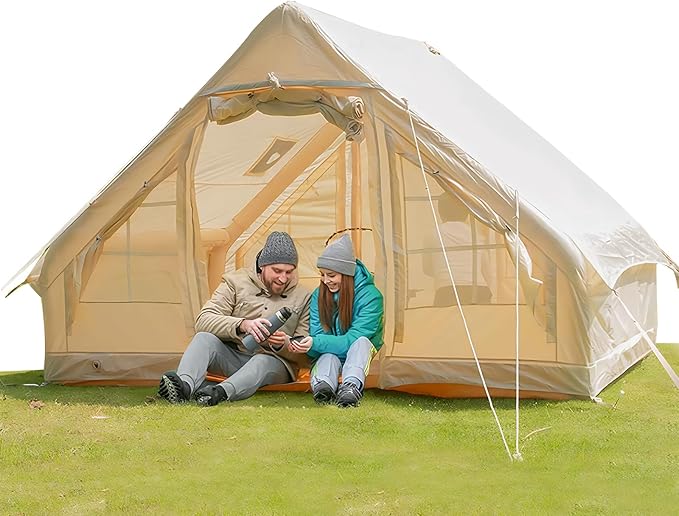 4-6 Person House Instant Glamping Camping Tents House with Hand Pump Outdoor Inflatable Tent Oxford Fabric Waterproof and Windproof Blow up Tent for Adults Family Travel Hiking