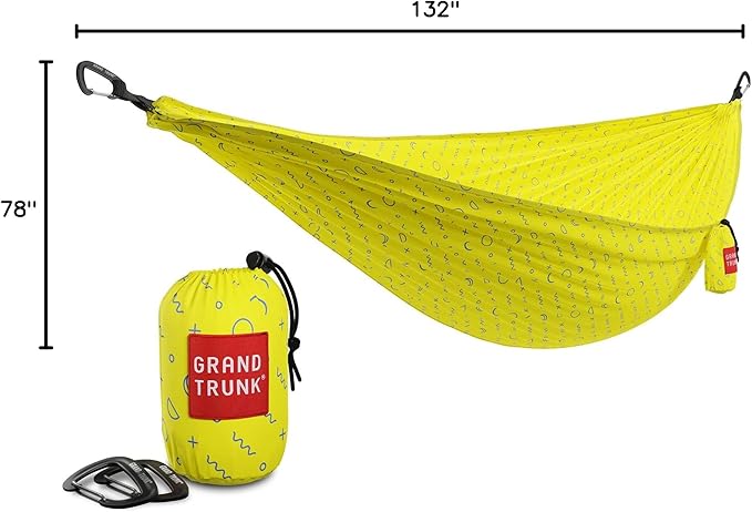 GRAND TRUNK TrunkTech Double Hammock | Ultra-Strong &amp Lightweight | 11 ft Hammock with Ripstop Nylon | 500 lb Capacity | Fast-Drying &amp Weather-Resistant | Eclipse