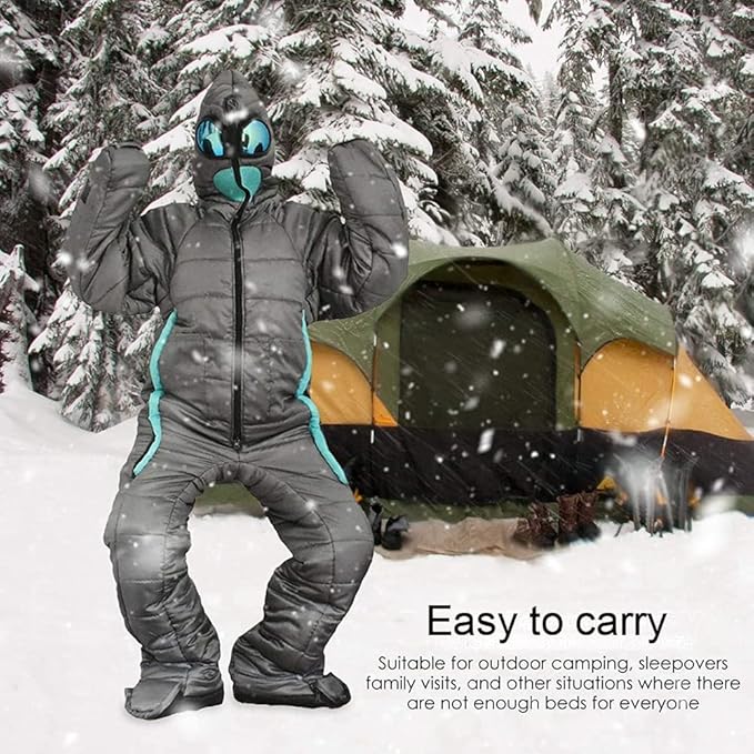Wearable Sleeping Bag 3 Season Alien-Shaped Sleeping Bag Camping Adults Full Body Sleep Pouch for CampingTraveling Hammocks Hiking Backpacking Lounging