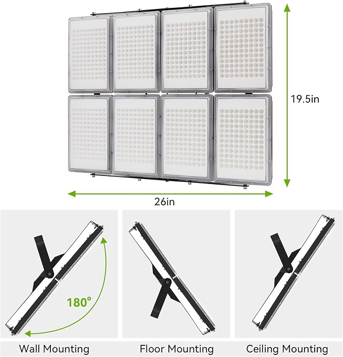LED Flood Light Outdoor 800W 100000lm Outdoor Lighting with 330° Lighting Angle 6000K 8 Adjustable Heads IP66 Waterproof LED Exterior Security Area Lights for StreetYard Stadium Parking Lot