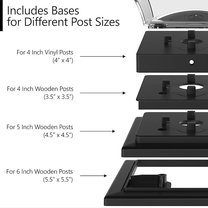 Davinci Lighting Classic Solar Outdoor Post Cap Lights - 4x4 5x5 6x6 - Bright LED Light for Fence Deck Garden or Patio Posts - Slate Black (2 Pack)