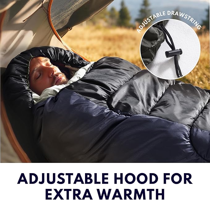 XXL Winter Sleeping Bags for Adults Cold WeatherCamping Sleeping Bag for Kids with Compression Sack4 Season Camping Essentials Gear for HikingTravelingOutdoorBackpackingClimbing