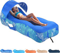 Inflatable Lounger Air Sofa with Unique Sun-Shade Design Inflatable Beach Bed with Pillow Waterproof Inflatable Couch Camping Chair Hammock for Hiking Backyard Travel Beach Park Picnics