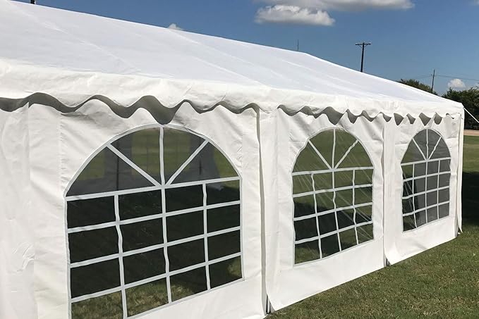DELTA 40'x16' Budget PE Party Tent + 2 Long Bags + 2 Short Bags Heavy Duty Outdoor Event Canopy Tents Wedding Garden Shelter Pavilion Gazebo with Galvanized Steel Structure and Waterproof Top