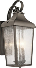 Kichler Forestdale 18.5 Outdoor Wall Light in Olde Bronze® 2-Light Exterior Wall Sconce with Clear Seeded Glass (18.5 H x 8.5 W) 49736OZ