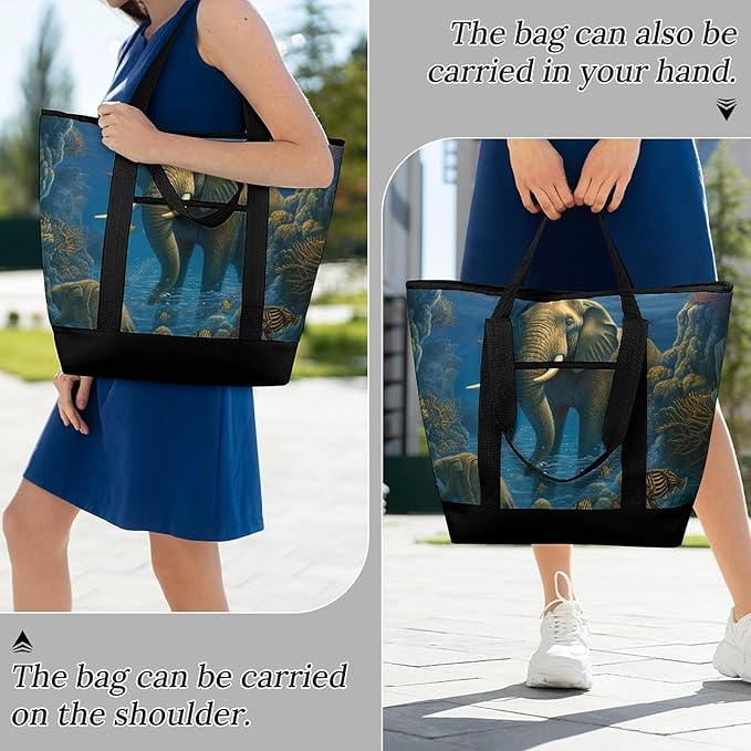 Insulated Shopping BagLarge Reusable Cooler Bags Cute Animal2 Printed Foldable Shopping BagTravel Waterproof Shoulder Bag