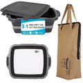 Collapsible Large BBQ Prep Tub &amp BBQ Resting Bag Foldable Cutting Board with Lid BPA Free Silicone Dish Bowl Leak Free Drain Hole for Meal Prep Marinating Food Storage(Black)