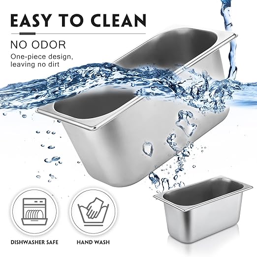 10 Pack Hotel Pans Stainless Steel Steam Table Pan 1/3 Size 0.8 mm Thick Anti Jam Warming Pans for Food Warmer Restaurant Catering Supplies 12.8 x 6.9 Inch(6 Inch DeepStandard)