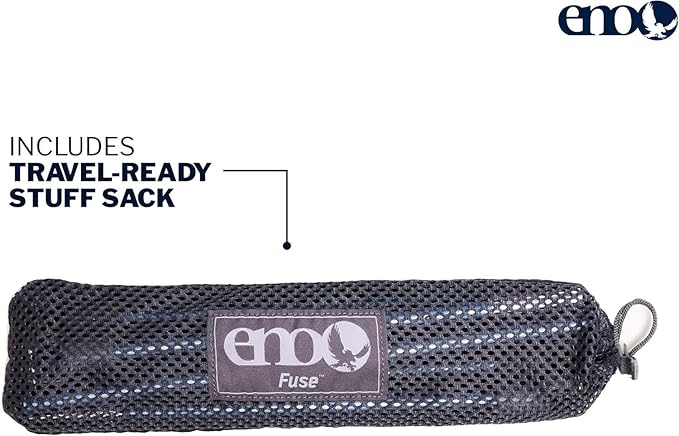 ENO Fuse Tandem Hammock System Colour Slate Lightwieght Fuse Spreader Bars Two Hammocks Side by Side Dac Grren Anodised Aluminium Alloy Eliminates Enviro Damage Weight 277 g