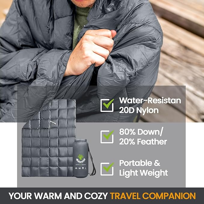 4Monster Down Camping Blanket - Outdoor Travel Quilt Puffy 650 Fill Packable LightweightWind &amp Waterproof | Ideal for Stadium BackpackingPicnics Beach and Hiking
