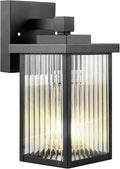 Outdoor Wall Lights for House Exterior - IP65 Waterproof Porch Lights with Textured Glass &amp Matte Black Metal Easy Install Exterior Lighting Fixtures for Garage Front Door