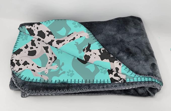 Caroline's Treasures MLM1029TBLT Harlequin Natural Ears Great Dane Soft Travel Blanket with Bag Airplane Blanket Indoor Outdoor Camping Blanket for Traveling Picnics Beach Trips Concerts