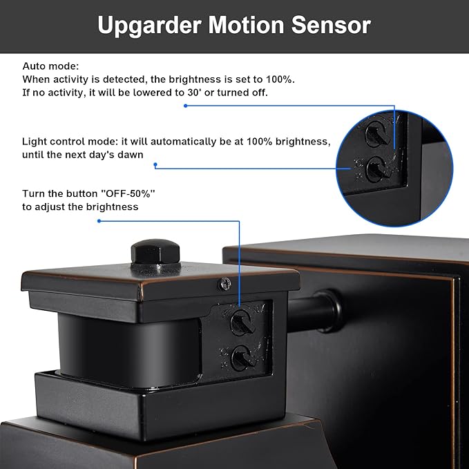 Porch Lights with GFCI OutletDusk to Dawn Motion Sensor Outdoor Lights3 Light Modes Black Front Door LightsWaterproof Outside Wall sconces for House Patio Garage (2 Pack)