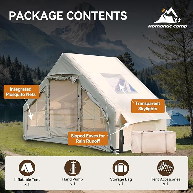 Inflatable Camping Tent with Pump4-6 Person Waterproof Blow Up Air Tent for Camping HikingEasy to Set Up 4-Season Inflatable House Tent with Oversized Canopy.