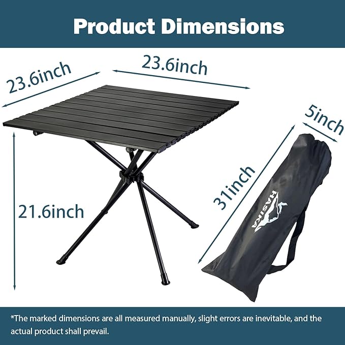 HASIKA Folding Camping Table Large Size Portable Camping Side Table for Outdoor Beatch Tailgating Picnic Grilling