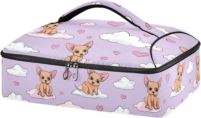 Casserole Carrier Likable DogInsulated Casserole Carrier for Hot or Cold Food Thermal Lunch Tote for Potluck Parties Picnic Beach Fits 9 x 13 Inches Baking Dish
