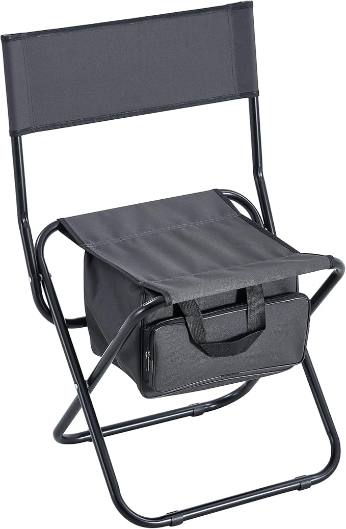 2-Piece Folding Outdoor Chair with Storage Bag Portable Chair for Indoor Outdoor Camping Picnics and FishingGrey