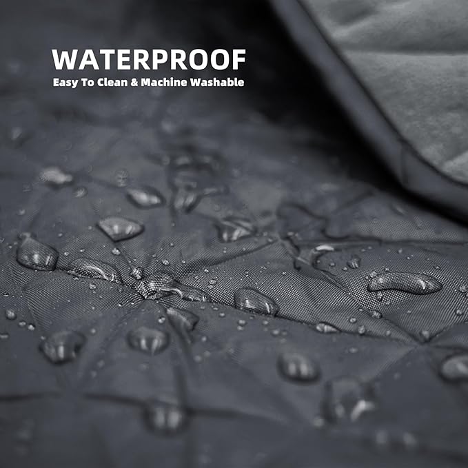 Large Outdoor Waterproof Blanket Extra Thick Fleece Stadium Blanket for Camping Car Pet Picnics - Windproof Wearable Machine Washable 80 x 58 (Black Gray)