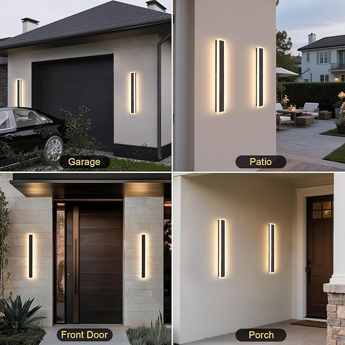 31.5 Inch Long Porch Lights Outdoor 2 PCS Modern Outdoor Wall Light 3000K-6000K Dimmable Wall Light IP65 Waterproof Exterior Wall Sconce Long Wall Lights for Porch Garage Patio Garden