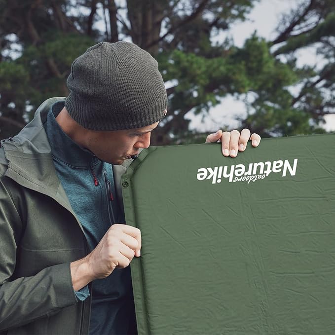 Naturehike Sleeping Pad 2 inch Thick Self Inflating Sleeping Pad for Camping Durable Camping Mattress Connectable with Multiple Lightweight Sleeping Mats for Backpacking Tent Hammock Hiking