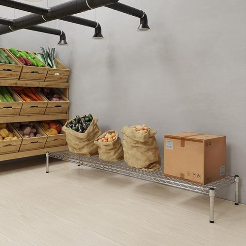 18''W x 72''L x 8''H Chrome Plated Wire Dunnage Rack | Off The Floor Storage