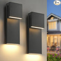 Modern Large Outdoor Wall Lights Integrated LED Outdoor Wall Sconces Lighting Contemporary Exterior Lighting Fixtures Outside Wall Mount Lights for House Porch Front Door Garage Matte Black 2 Pack