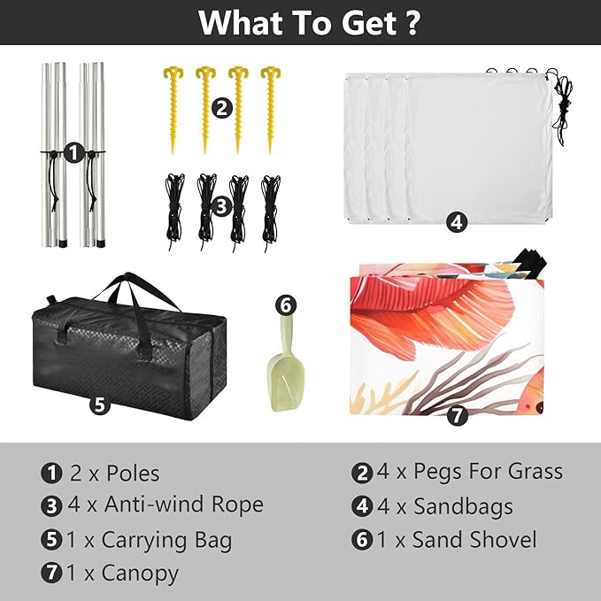 FishCamping Sun Shelters 9.2 x 10.5 FT Beach Canopy Tent Sun Shade with Carrying Bag for Camping Trips Fishing Backyard Fun or Picnics 21340072