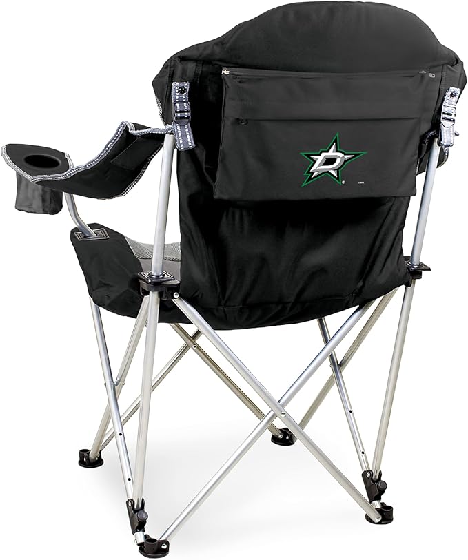 PICNIC TIME NHL Seattle Kraken Reclining Camp Chair Beach Chair for Adults Sports Chair with Carry Bag (Black with Gray Accents)